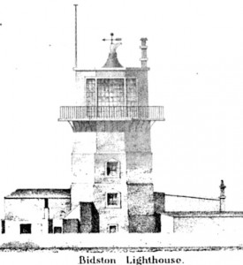 Bidston Lighthouse, from "Sailing Directions from Point Lynas to Liverpool", 1840.