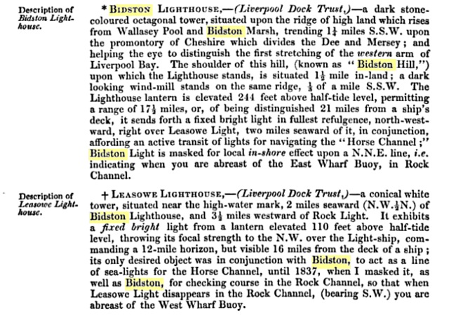 Extract from "Sailing Directions from Point Lynas to Liverpool", 1840