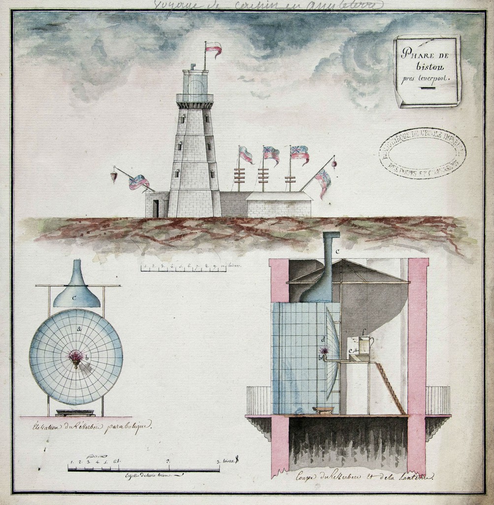Drawings of Bidston Lighthouse and reflector, by Joseph Cachin, 1785.