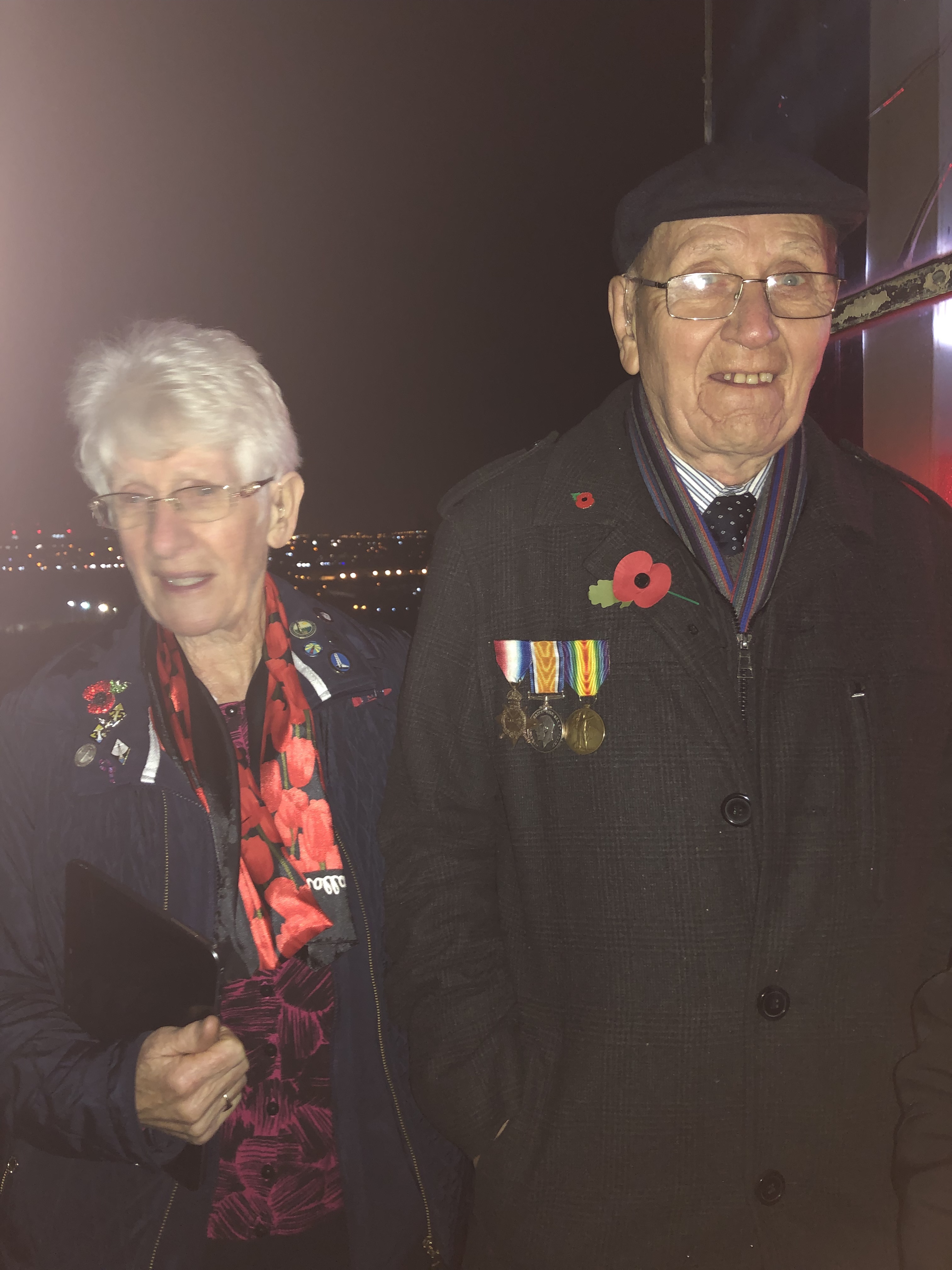 Gordon Medlicott PK (retired) and Louise, on the maintenance gallery of Bidston Lighthouse.