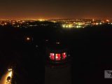Leasowe Lighthouse lit, aerial view by Merseyside Drone Services.