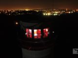 Leasowe lighthouse lit up. Photo by Merseyside Drone Services.